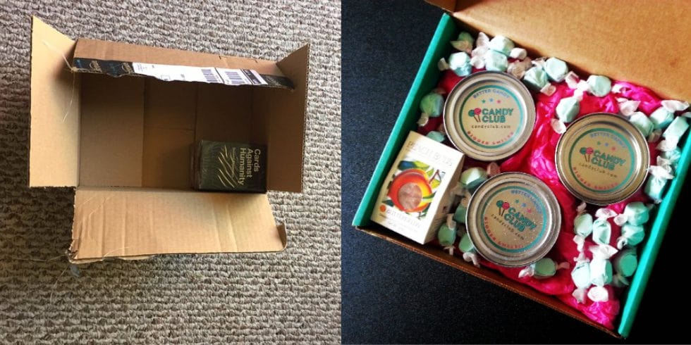 Two boxes, one branded and the other without branding.
